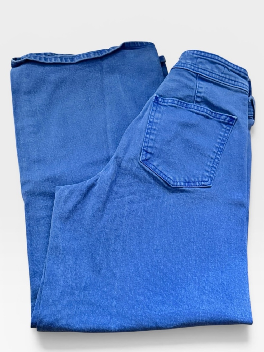 High-Rise Wide Leg Ankle Jeans in Bright Blue - Picture 3 of 7